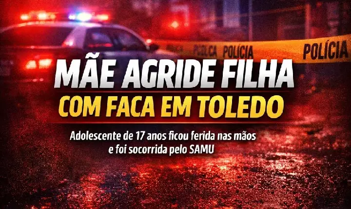 Mãe é encaminhada à delegacia após agredir filha com faca em Toledo