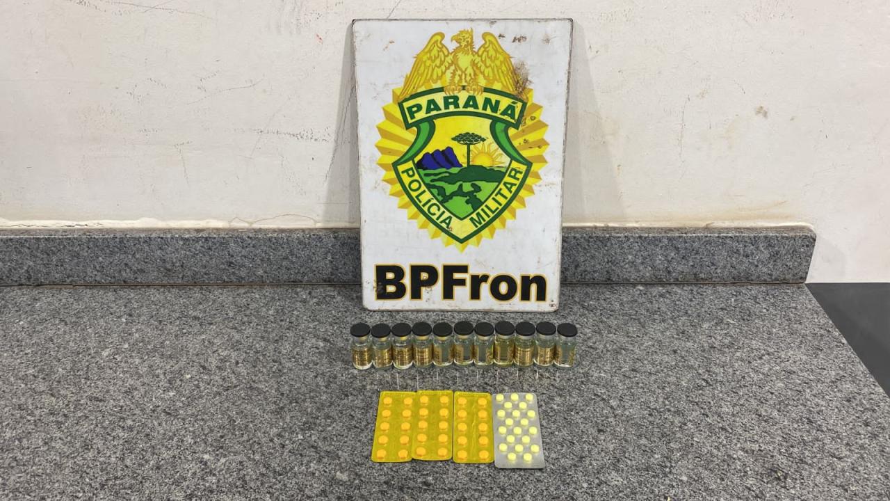 Equipe da 1 CIA BPFRON apreende drogas e medicamentos em ônibus na cidade de Cascavel -PR