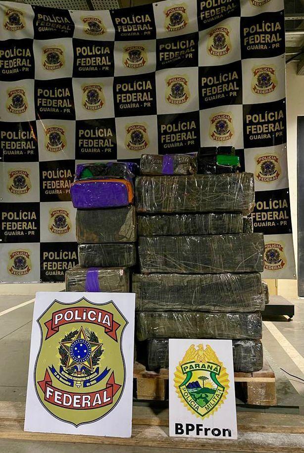 BPFRON e Polícia Federal apreendem mais de meia tonelada de drogas em Guaíra-PR