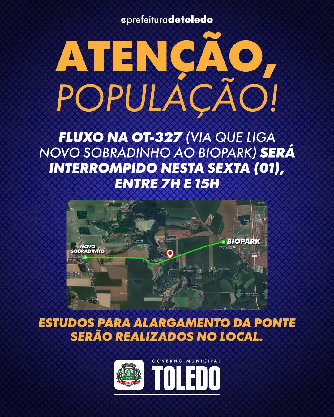 Estudos para alargamento de ponte vão interromper fluxo na OT-327