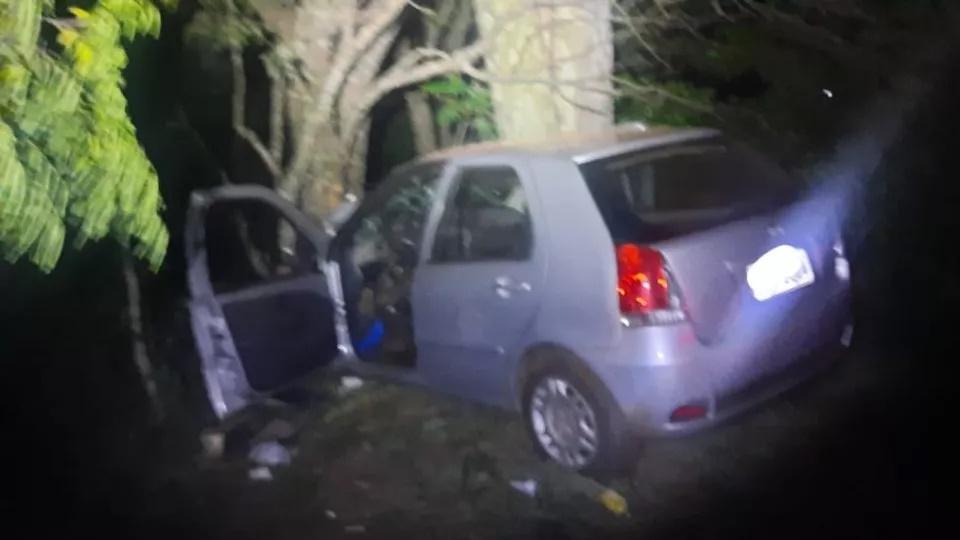 Homem morre e mulher fica ferida após carro bater contra árvores na PR 590 em Matelândia
