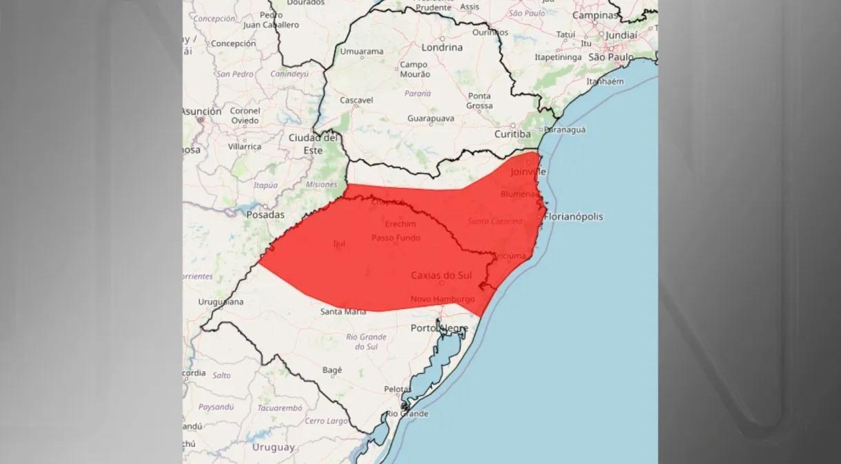 Alerta vermelho: Inmet classifica como “grande perigo” chance de tempestade em RS e SC