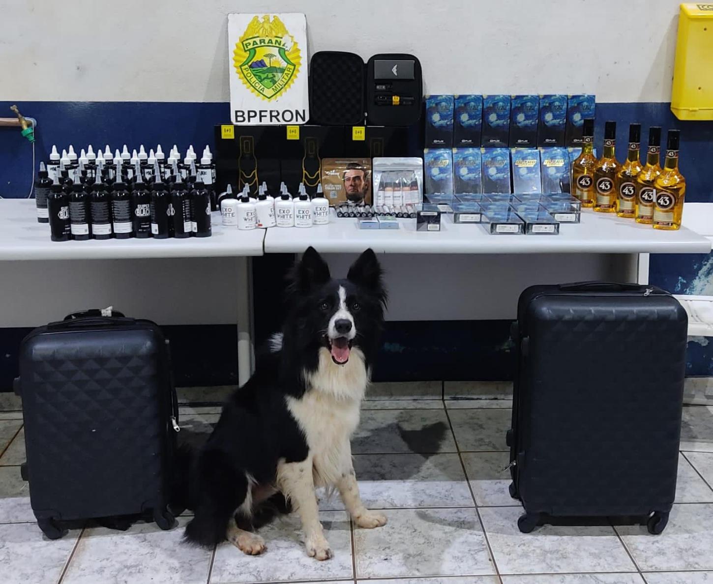 BPFRON apreende produtos estrangeiros em ônibus na cidade Cascavel-PR
