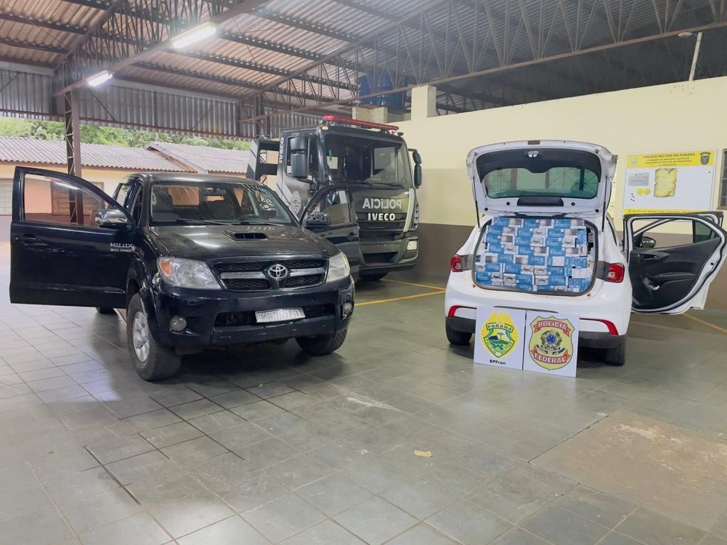 BPFRON e Polícia Federal recuperam veículos furtados e apreendem cigarros contrabandeados em Guaíra-PR