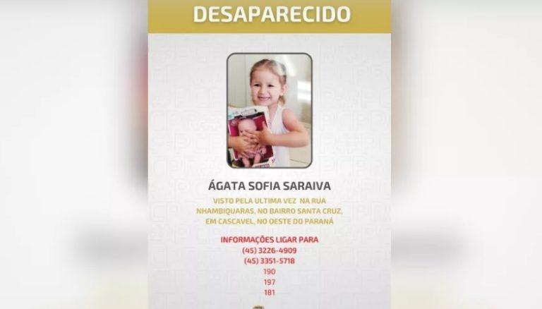 Polícia divulga cartaz para ajudar nas buscas por menina de 3 anos que desapareceu há uma semana
