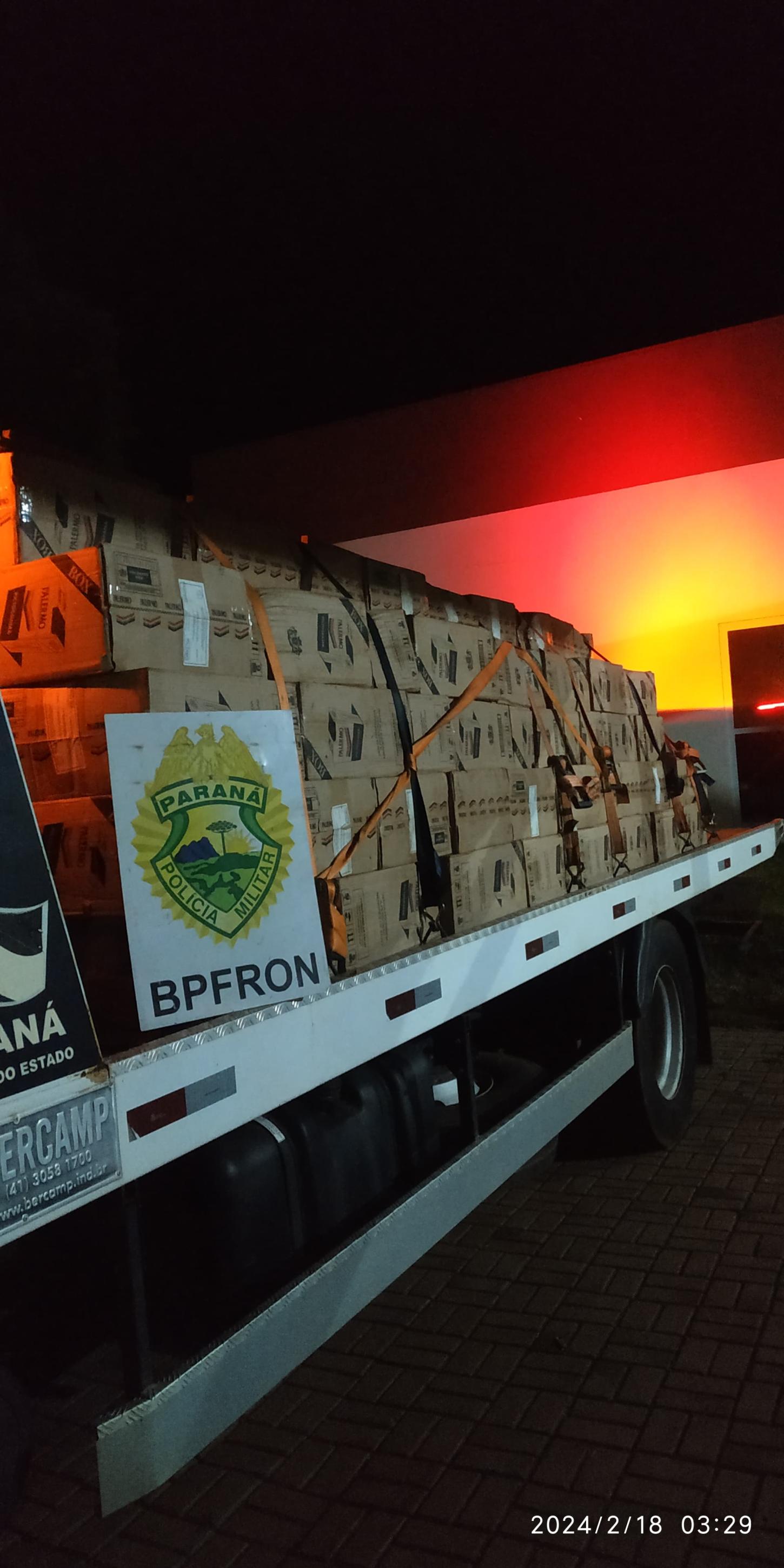 BPFRON e PMSC apreendem cigarros contrabandeados em Bom Jesus do Sul-PR