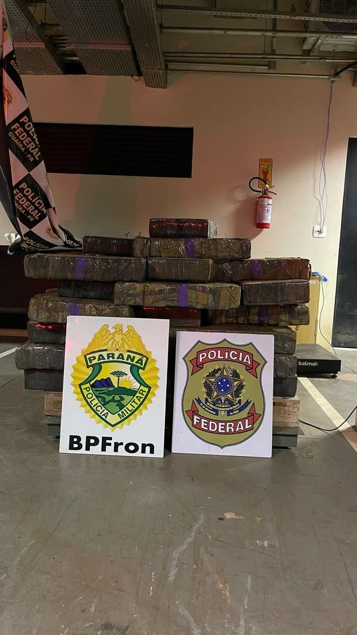 BPFRON e Polícia Federal apreendem 649 kg de substância análoga à maconha em Guaíra-PR