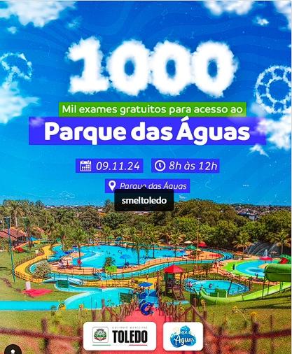 Parque das Águas irá realizar novos exames gratuitos para entrada no local, com a distribuição de mil fichas para realização do procedimento.