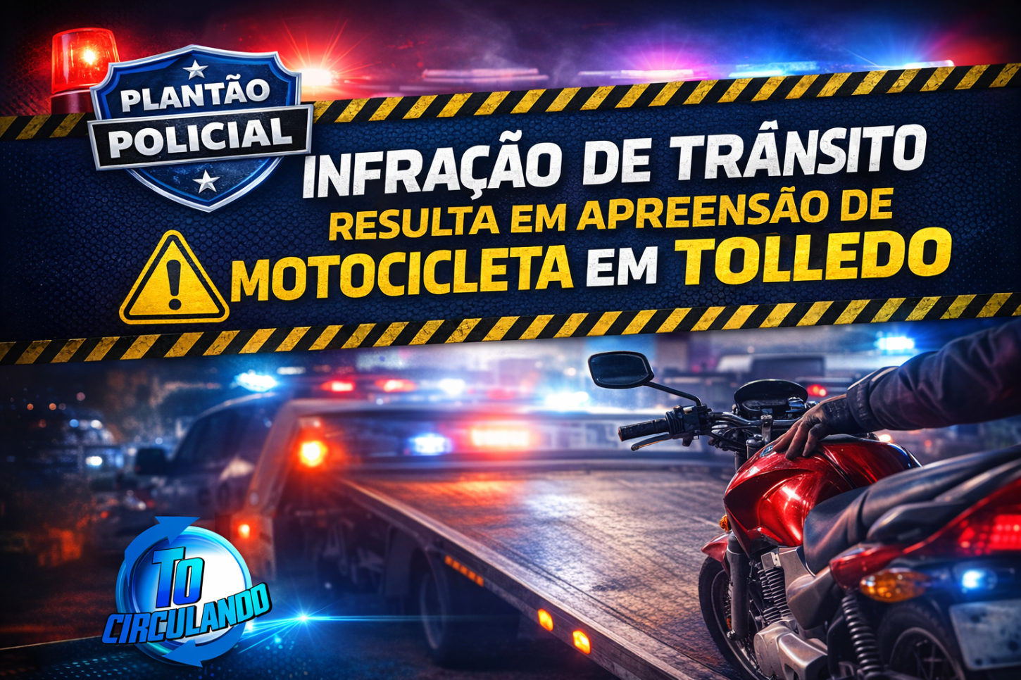 Infração de trânsito resulta em apreensão de motocicleta em toledo