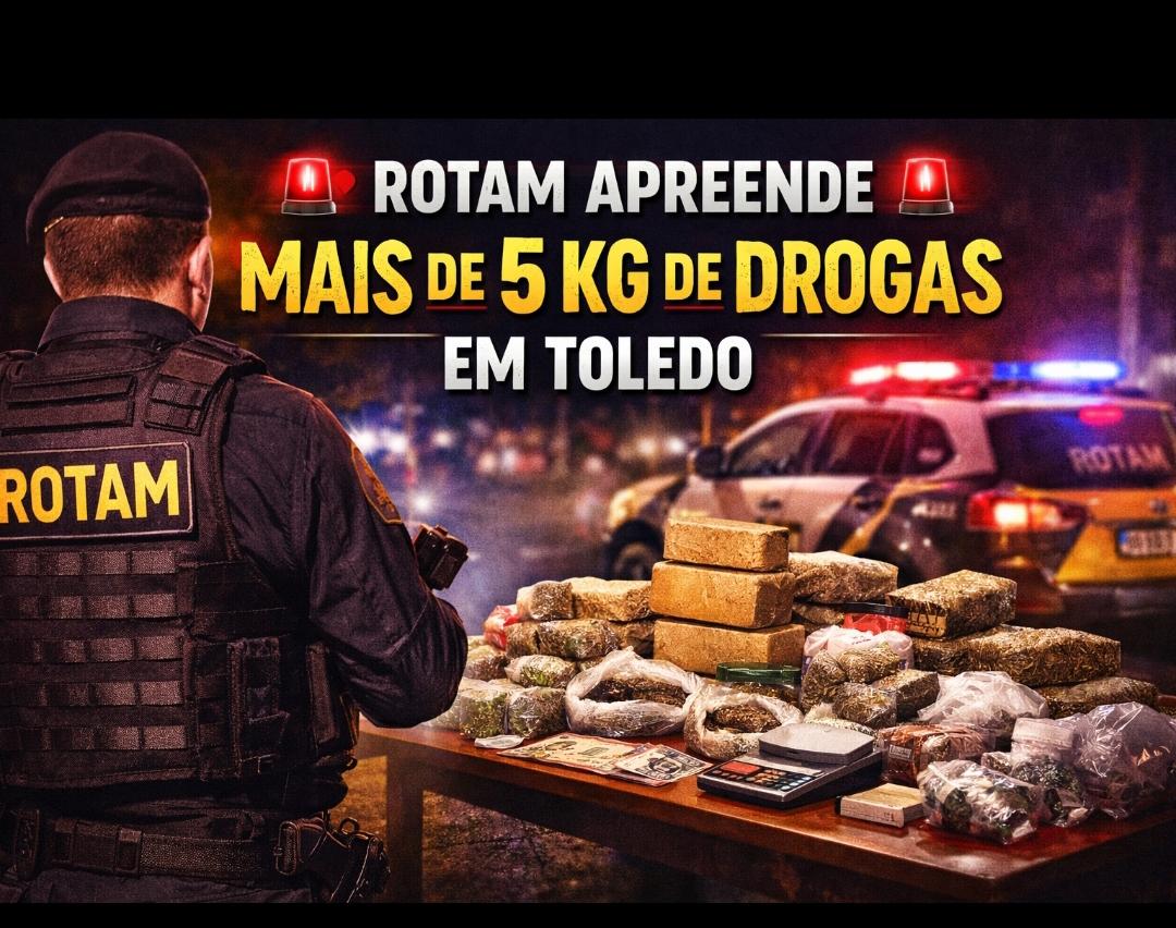 ROTAM APREENDE MAIS DE 5 KG DE DROGAS EM TOLEDO